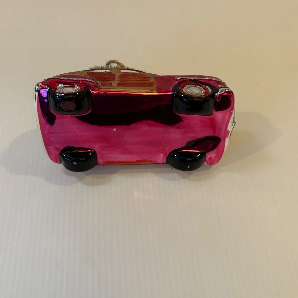 Pottery Barn Mercury Glass Woodie Car w/ Bottle Brush Tree Christmas Ornament